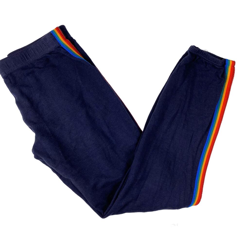 MONROW Rainbow Stripe Joggers Sweat Pants in Neptune Womens Sm HB0128-27 - Picture 8 of 8